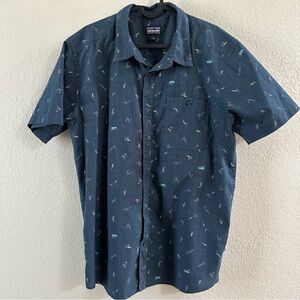 Patagonia Organic Cotton Shirt - Navy Surfer Print (L)